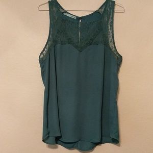 Maurices teal tank top with lace detail